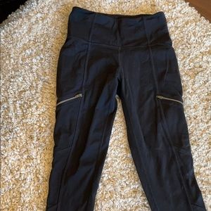 Athleta black leggings with zippers XSPetite